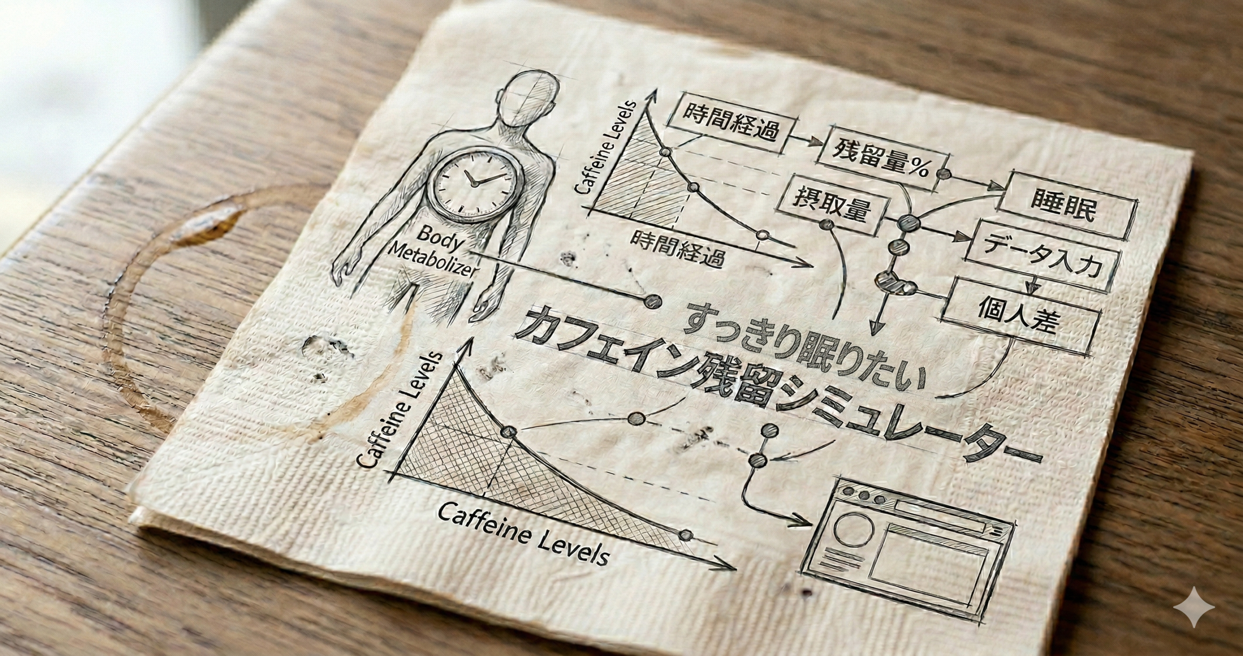 すっきり眠りたい　カフェイン残留シミュレーター